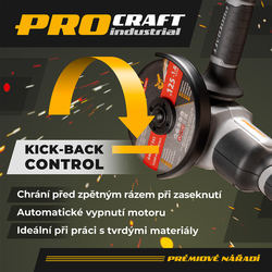 Aku úhlová bruska Procraft Industrial AG125A-1B-F (Taška)